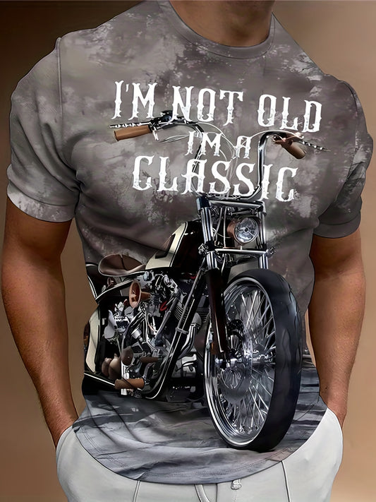 Men's Motorcycle Graphic 3D Print Outdoor Daily Fashion Tee, Vintage Comfy Chic Streetwear