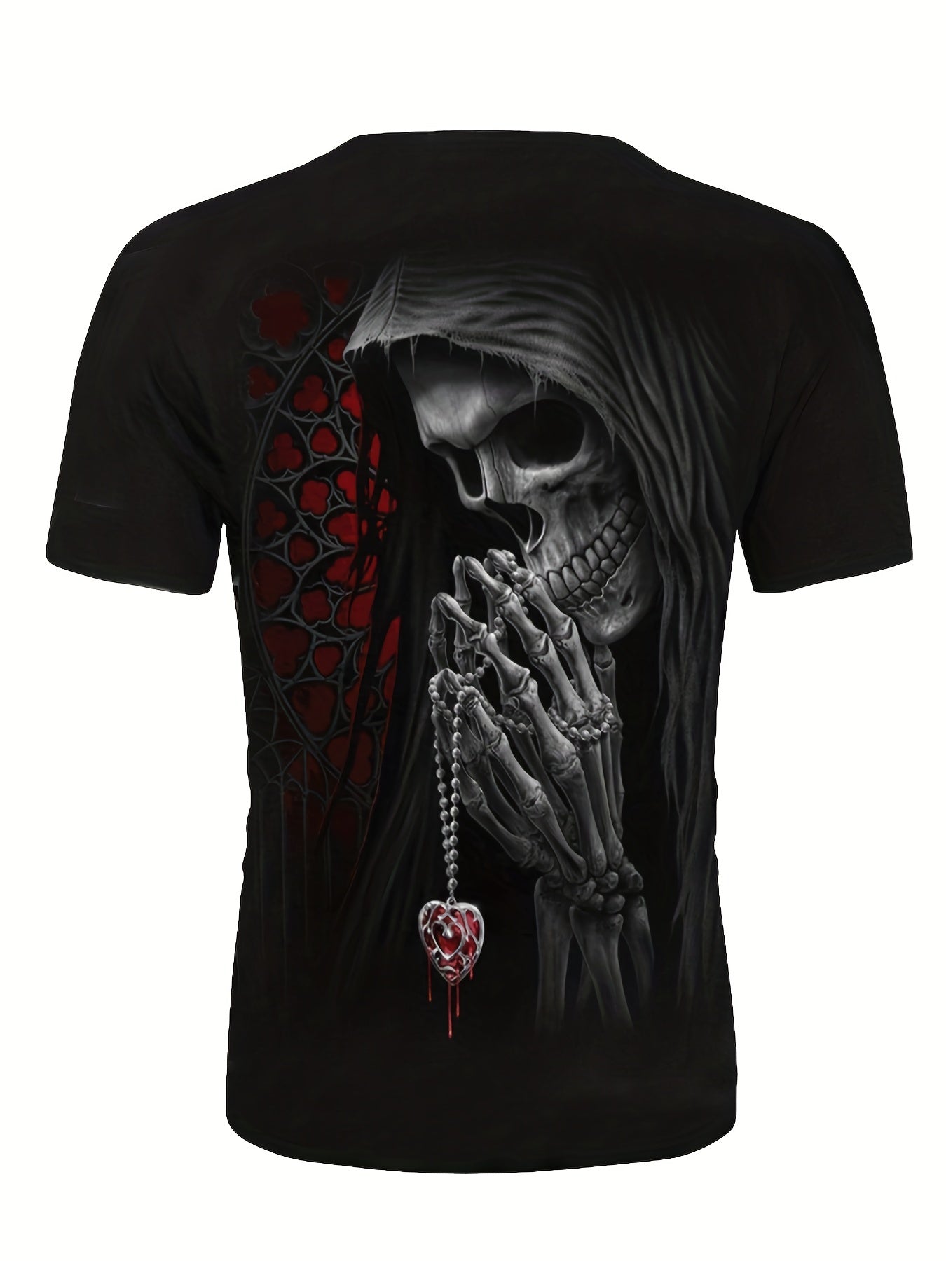Stylish 3D Digital Beauty & Skeleton Pattern Print Graphic T-shirts, Causal Tees, Short Sleeves Comfortable Pullover Tops, Men's Summer Clothing